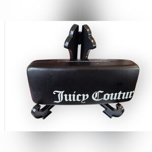 Juicy Couture Hard Shell Clam Case Black Gothic Letters Lens Cloth Pink Lining
